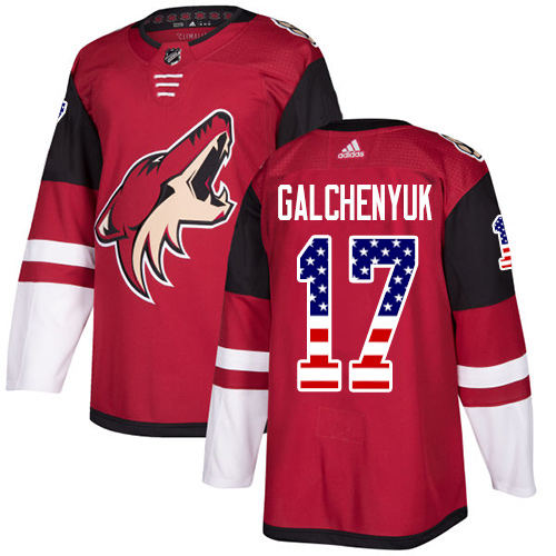 Adidas Coyotes #17 Alex Galchenyuk Maroon Home Authentic USA Flag Stitched Youth NHL Jersey
