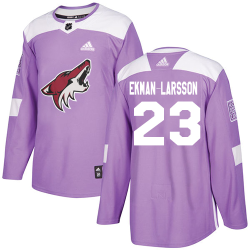 Adidas Coyotes #23 Oliver Ekman-Larsson Purple Authentic Fights Cancer Stitched Youth NHL Jersey