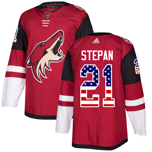 Adidas Coyotes #21 Derek Stepan Maroon Home Authentic USA Flag Stitched Youth NHL Jersey
