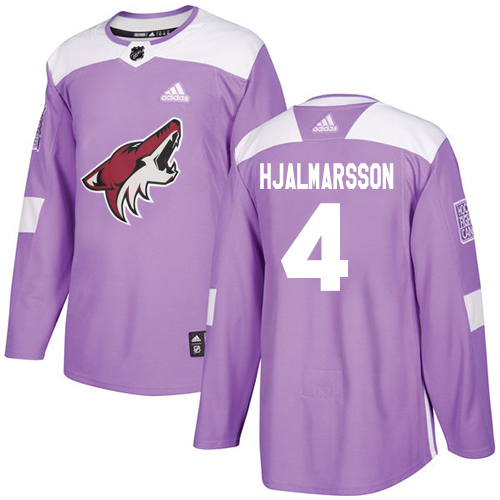 Adidas Coyotes #4 Niklas Hjalmarsson Purple Authentic Fights Cancer Stitched Youth NHL Jersey