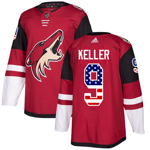 Adidas Coyotes #9 Clayton Keller Maroon Home Authentic USA Flag Stitched Youth NHL Jersey