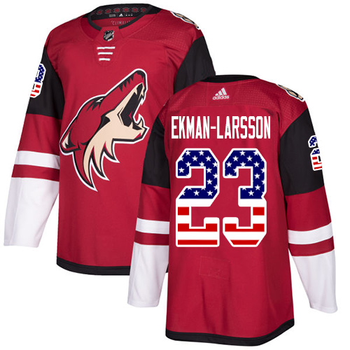 Adidas Coyotes #23 Oliver Ekman-Larsson Maroon Home Authentic USA Flag Stitched Youth NHL Jersey