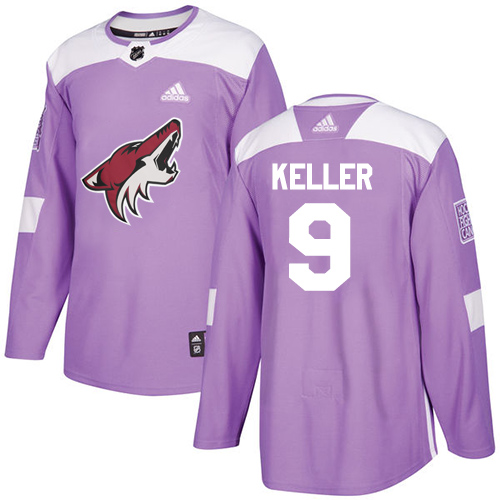 Adidas Coyotes #9 Clayton Keller Purple Authentic Fights Cancer Stitched Youth NHL Jersey