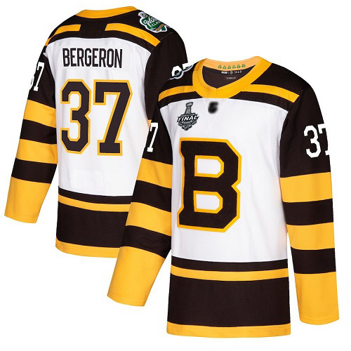Adidas Bruins #37 Patrice Bergeron White Authentic 2019 Winter Classic Stanley Cup Final Bound Youth Stitched NHL Jersey