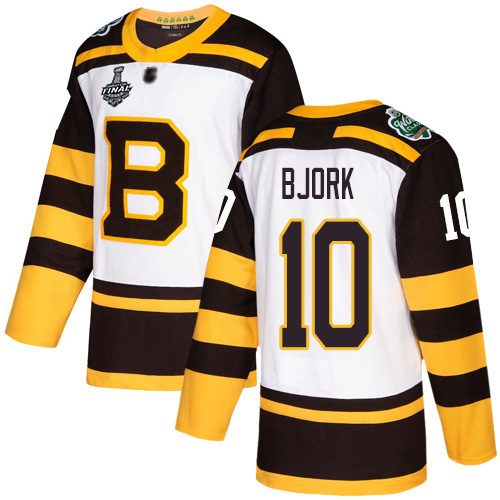 Adidas Bruins #10 Anders Bjork White Authentic 2019 Winter Classic Stanley Cup Final Bound Youth Stitched NHL Jersey