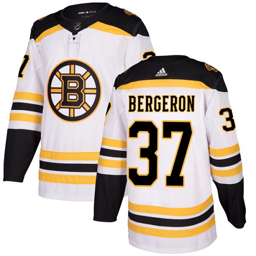 Adidas Bruins #37 Patrice Bergeron White Road Authentic Youth Stitched NHL Jersey