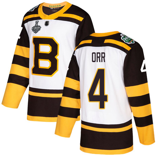 Adidas Bruins #4 Bobby Orr White Authentic 2019 Winter Classic Stanley Cup Final Bound Youth Stitched NHL Jersey