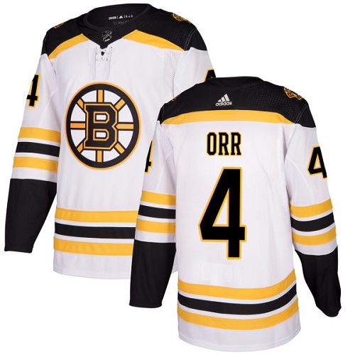 Adidas Bruins #4 Bobby Orr White Road Authentic Youth Stitched NHL Jersey