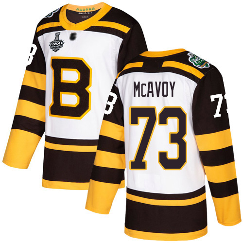 Adidas Bruins #73 Charlie McAvoy White Authentic 2019 Winter Classic Stanley Cup Final Bound Youth Stitched NHL Jersey