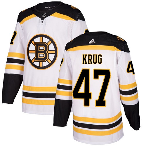Adidas Bruins #47 Torey Krug White Road Authentic Youth Stitched NHL Jersey
