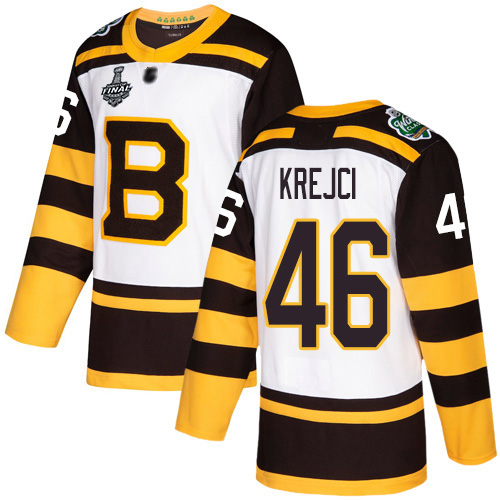 Adidas Bruins #46 David Krejci White Authentic 2019 Winter Classic Stanley Cup Final Bound Youth Stitched NHL Jersey