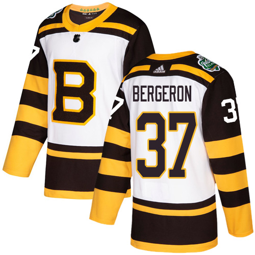 Adidas Bruins #37 Patrice Bergeron White Authentic 2019 Winter Classic Youth Stitched NHL Jersey