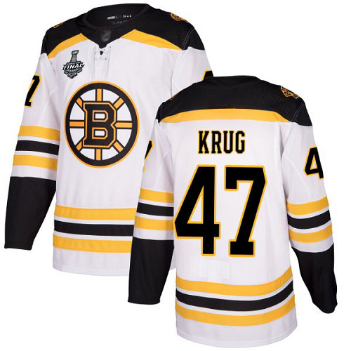 Adidas Bruins #47 Torey Krug White Road Authentic Stanley Cup Final Bound Youth Stitched NHL Jersey