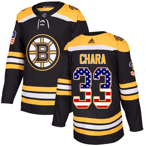 Adidas Bruins #33 Zdeno Chara Black Home Authentic USA Flag Youth Stitched NHL Jersey