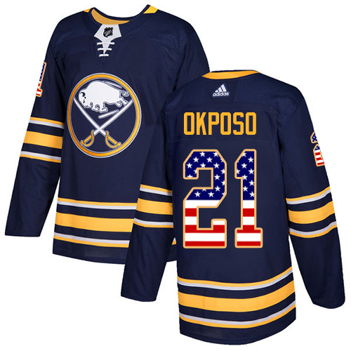 Adidas Sabres #21 Kyle Okposo Navy Blue Home Authentic USA Flag Youth Stitched NHL Jersey