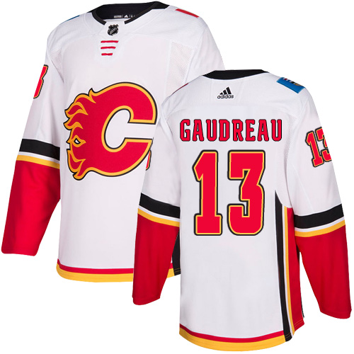 Adidas Flames #13 Johnny Gaudreau White Road Authentic Stitched Youth NHL Jersey