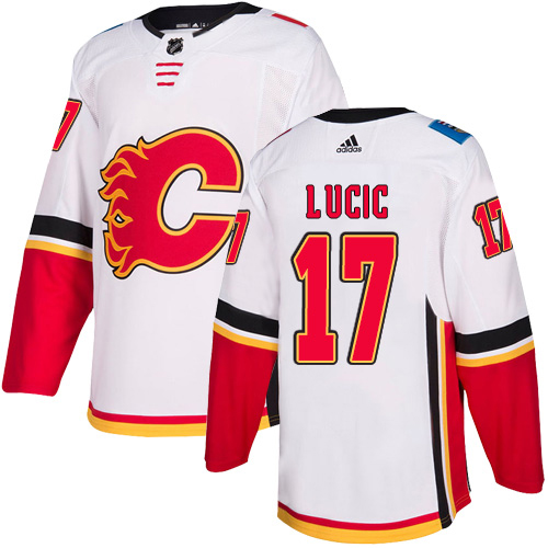 Adidas Flames #17 Milan Lucic White Road Authentic Stitched Youth NHL Jersey