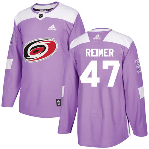 Adidas Hurricanes #47 James Reimer Purple Authentic Fights Cancer Stitched Youth NHL Jersey