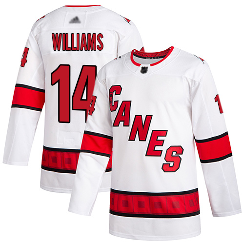 Adidas Hurricanes #14 Justin Williams White Road Authentic Stitched Youth NHL Jersey