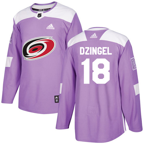 Adidas Hurricanes #18 Ryan Dzingel Purple Authentic Fights Cancer Stitched Youth NHL Jersey