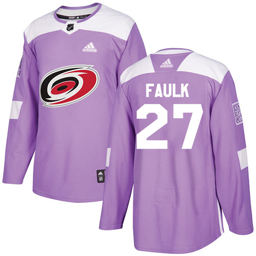 Adidas Hurricanes #27 Justin Faulk Purple Authentic Fights Cancer Stitched Youth NHL Jersey