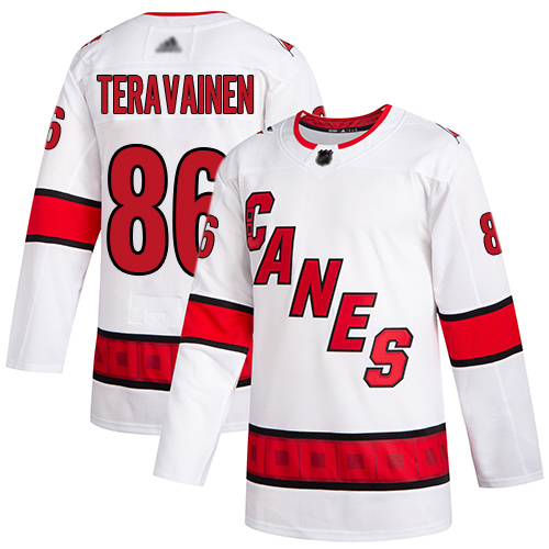 Adidas Hurricanes #86 Teuvo Teravainen White Road Authentic Stitched Youth NHL Jersey