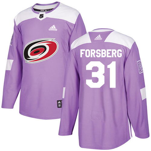 Adidas Hurricanes #31 Anton Forsberg Purple Authentic Fights Cancer Stitched Youth NHL Jersey