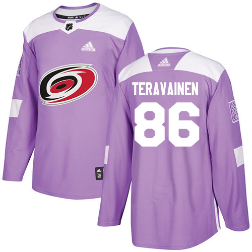 Adidas Hurricanes #86 Teuvo Teravainen Purple Authentic Fights Cancer Stitched Youth NHL Jersey