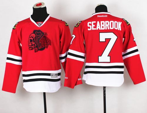 Blackhawks #7 Brent Seabrook Red(Red Skull) Stitched Youth NHL Jersey