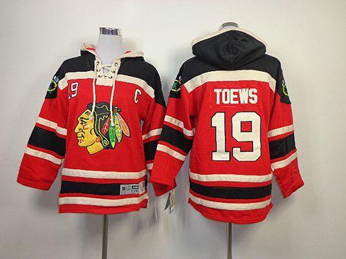 Blackhawks #19 Jonathan Toews Red Sawyer Hooded Sweatshirt Stitched Youth NHL Jersey