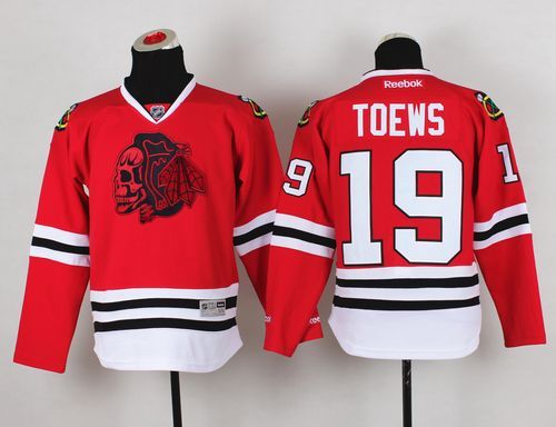 Blackhawks #19 Jonathan Toews Red(Red Skull) Stitched Youth NHL Jersey