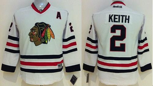 Blackhawks #2 Duncan Keith White Stitched youth NHL Jersey