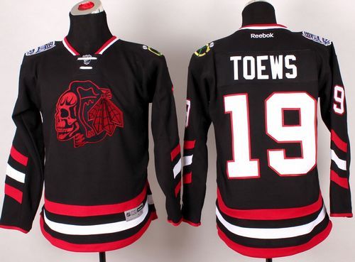 Blackhawks #19 Jonathan Toews Black(Red Skull) 2014 Stadium Series Stitched Youth NHL Jersey