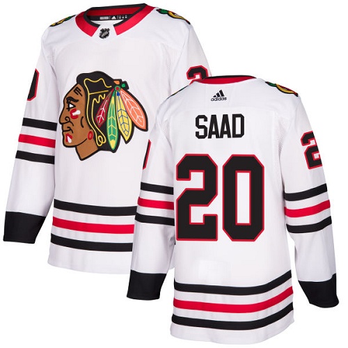 Adidas Blackhawks #20 Brandon Saad White Road Authentic Stitched Youth NHL Jersey