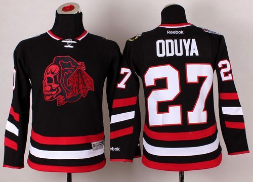 Blackhawks #27 Johnny Oduya Black(Red Skull) 2014 Stadium Series Stitched Youth NHL Jersey