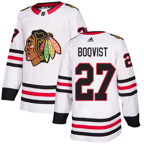 Adidas Blackhawks #27 Adam Boqvist White Road Authentic Stitched Youth NHL Jersey