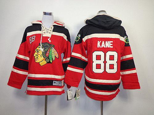 Blackhawks #88 Patrick Kane Red Sawyer Hooded Sweatshirt Stitched Youth NHL Jersey