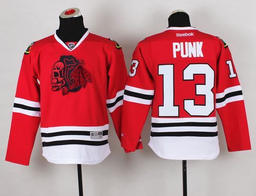 Blackhawks #13 Punk Red(Red Skull) Stitched Youth NHL Jersey