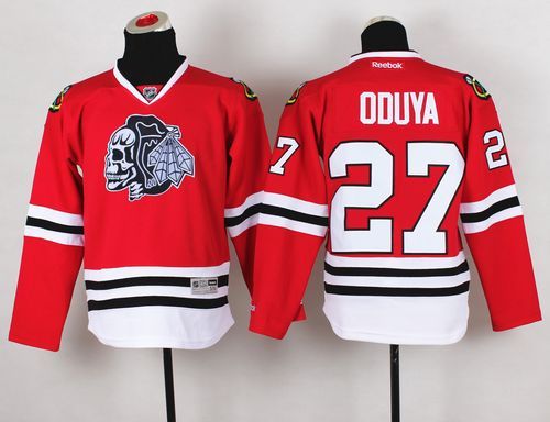 Blackhawks #27 Johnny Oduya Red(White Skull) Stitched Youth NHL Jersey