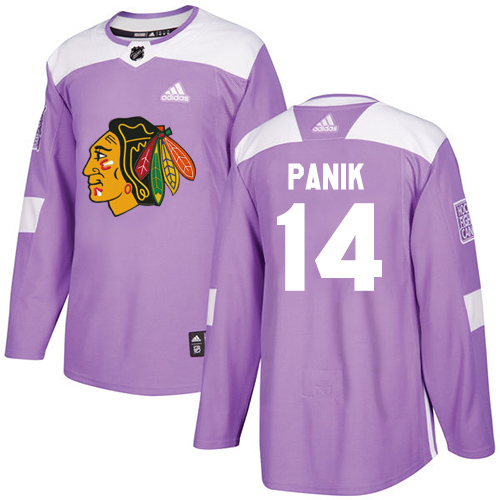 Adidas Blackhawks #14 Richard Panik Purple Authentic Fights Cancer Stitched Youth NHL Jersey