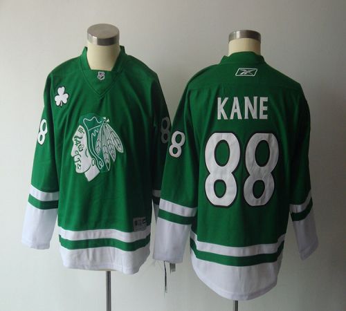 Blackhawks #88 Patrick Kane Green St. Patty's Day Embroidered Youth NHL Jersey