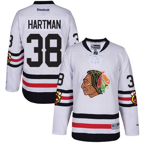 Blackhawks #38 Ryan Hartman White 2017 Winter Classic Stitched Youth NHL Jersey