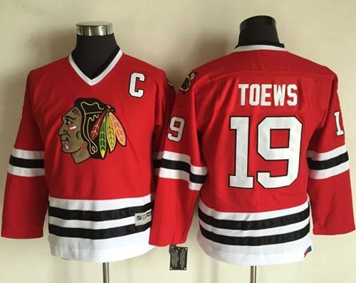 Blackhawks #19 Jonathan Toews Red CCM Throwback Stitched Youth NHL Jersey