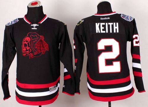 Blackhawks #2 Duncan Keith Black(Red Skull) 2014 Stadium Series Stitched Youth NHL Jersey