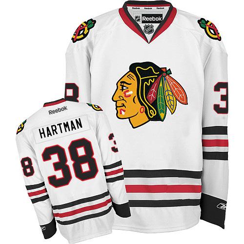 Blackhawks #38 Ryan Hartman White Road Stitched Youth NHL Jersey