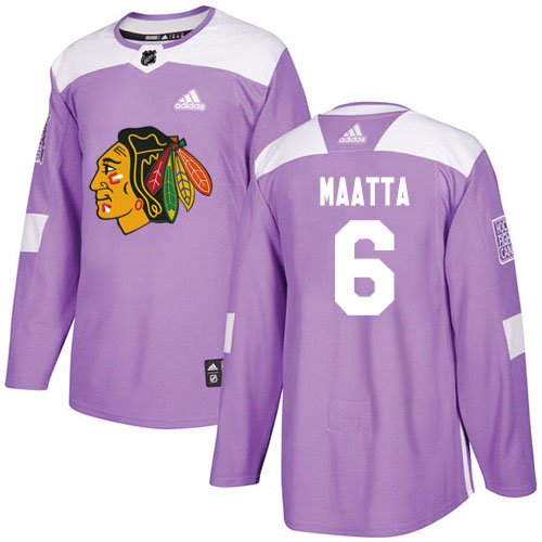 Adidas Blackhawks #6 Olli Maatta Purple Authentic Fights Cancer Stitched Youth NHL Jersey