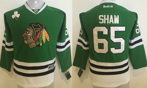 Blackhawks #65 Andrew Shaw Green Stitched Youth NHL Jersey