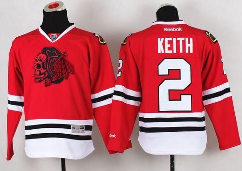 Blackhawks #2 Duncan Keith Red(Red Skull) Stitched Youth NHL Jersey