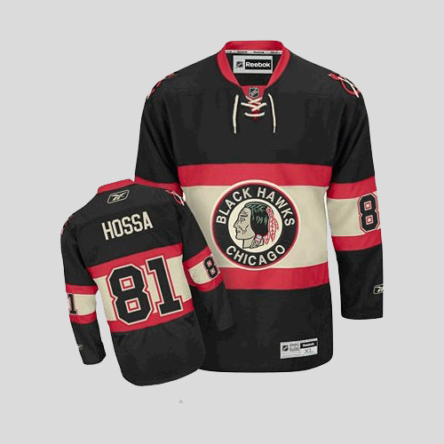 Blackhawks #81 Marian Hossa Embroidered Black New Third Youth NHL Jersey