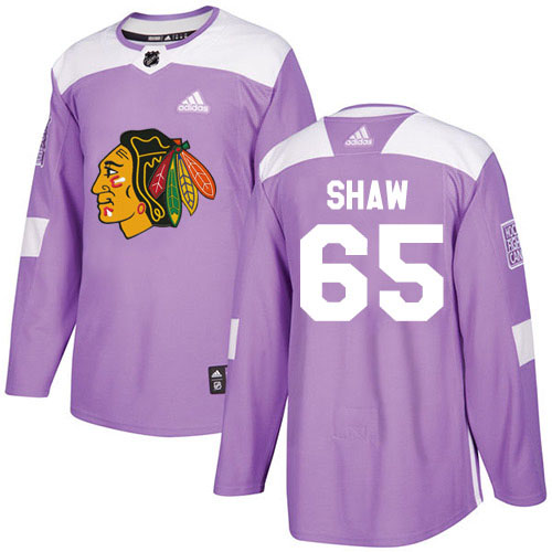 Adidas Blackhawks #65 Andrew Shaw Purple Authentic Fights Cancer Stitched Youth NHL Jersey